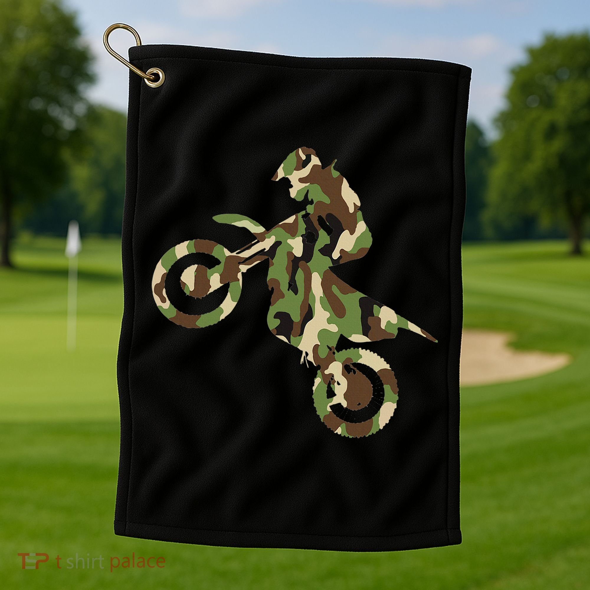 Motocross Dirt Bike Racing Camo Camouflage Golf Towel
