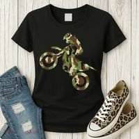 Motocross Dirt Bike Racing Camo Camouflage Women's T-Shirt thumb 3