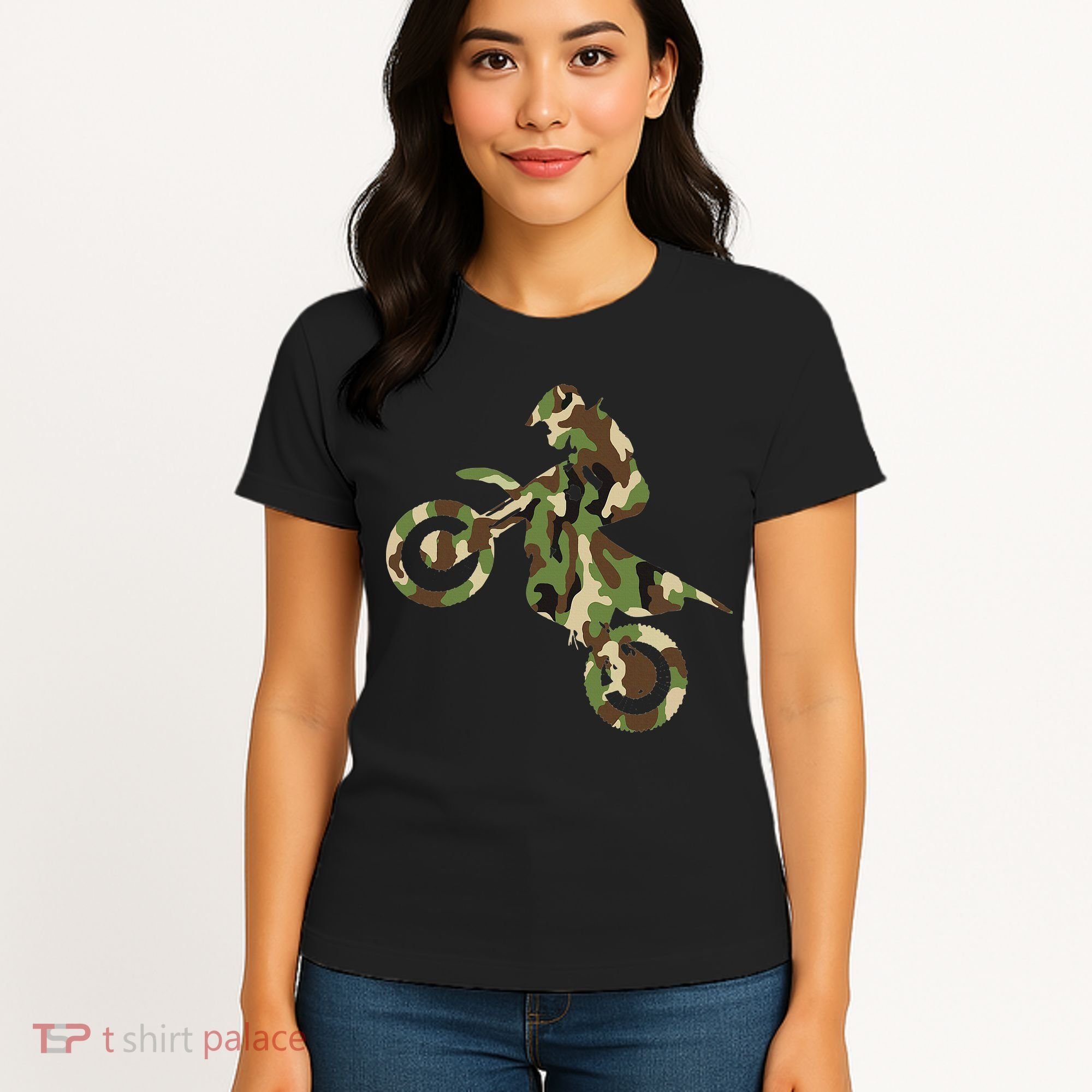 Motocross Dirt Bike Racing Camo Camouflage Women's T-Shirt
