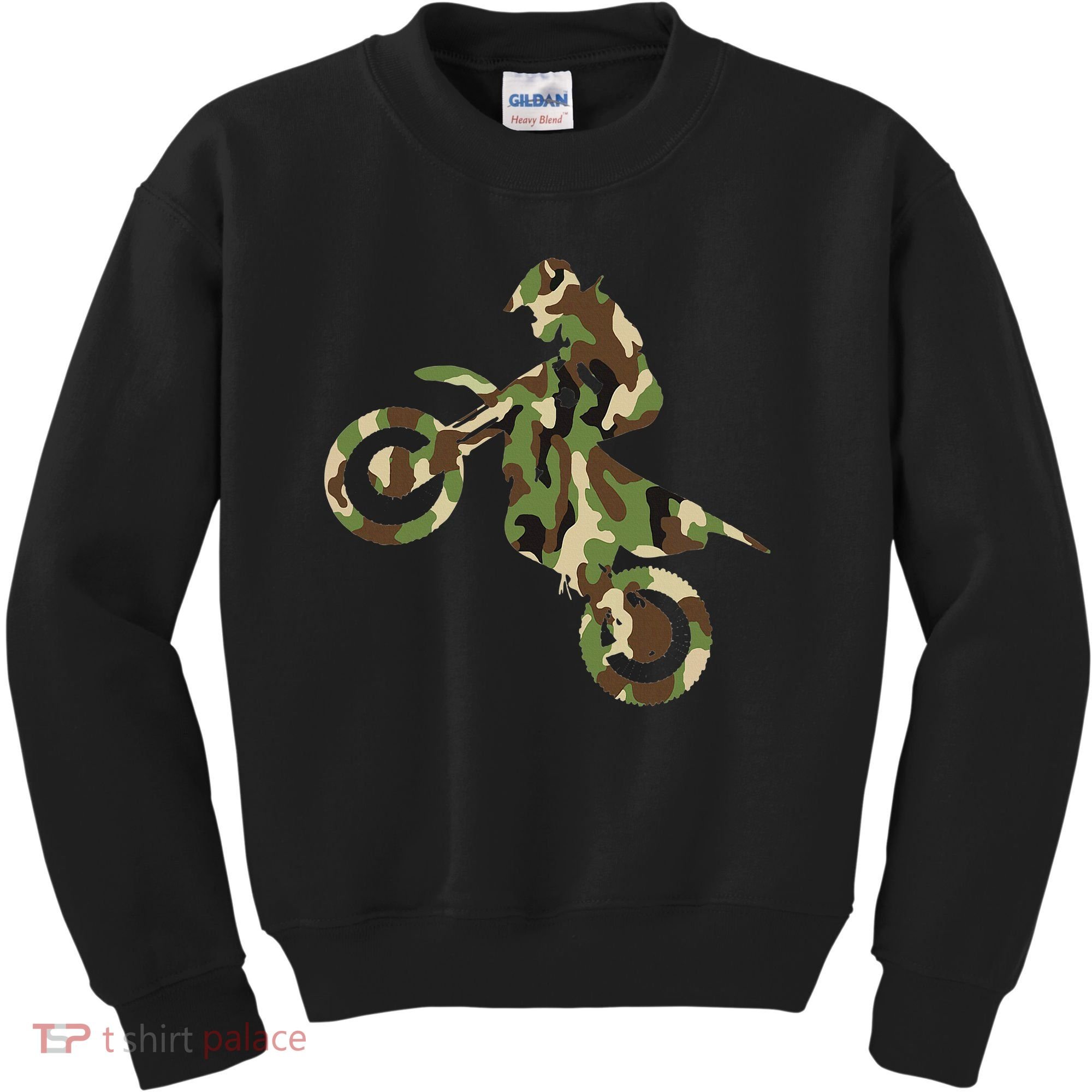 Motocross Dirt Bike Racing Camo Camouflage Kids Sweatshirt