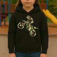 Motocross Dirt Bike Racing Camo Camouflage Kids Hoodie thumb 3