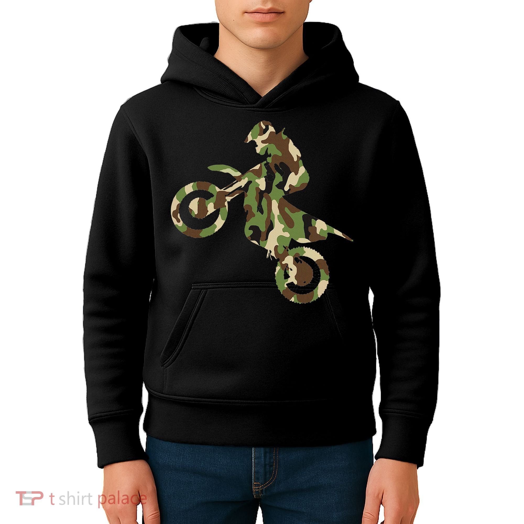 Motocross Dirt Bike Racing Camo Camouflage Kids Hoodie