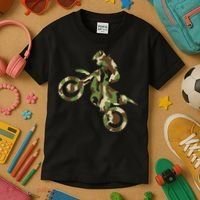 Motocross Dirt Bike Racing Camo Camouflage Kids T-Shirt thumb 3