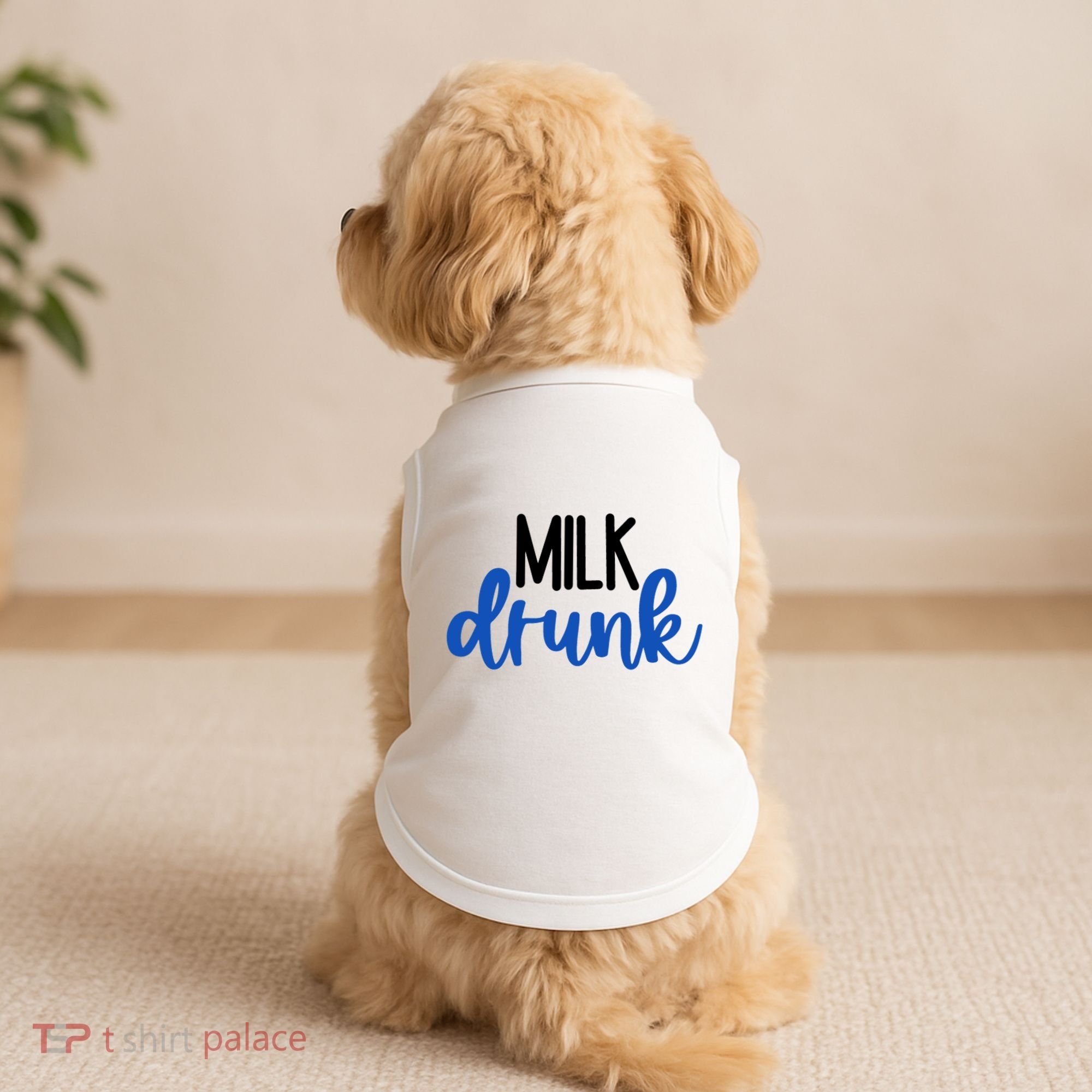 Milk Drunk Blue Logo Funny Cute Doggie Tank