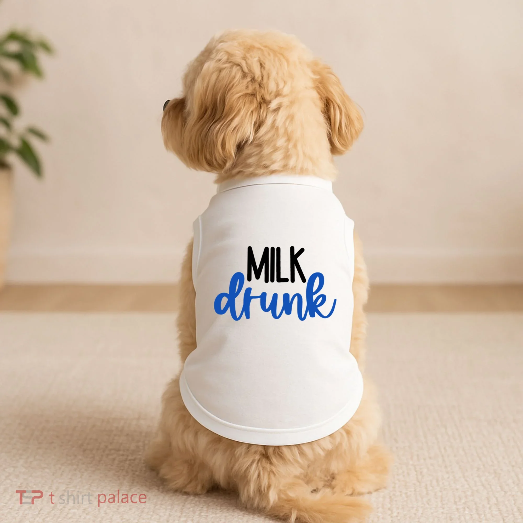 Milk Drunk Blue Logo Funny Cute Doggie Tank