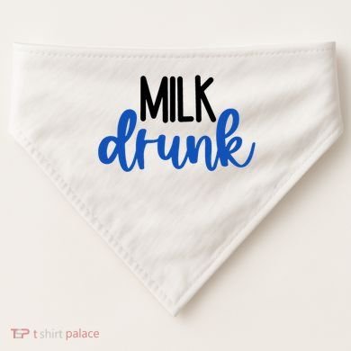 Milk Drunk Blue Logo Funny Cute USA-Made Doggie Bandana