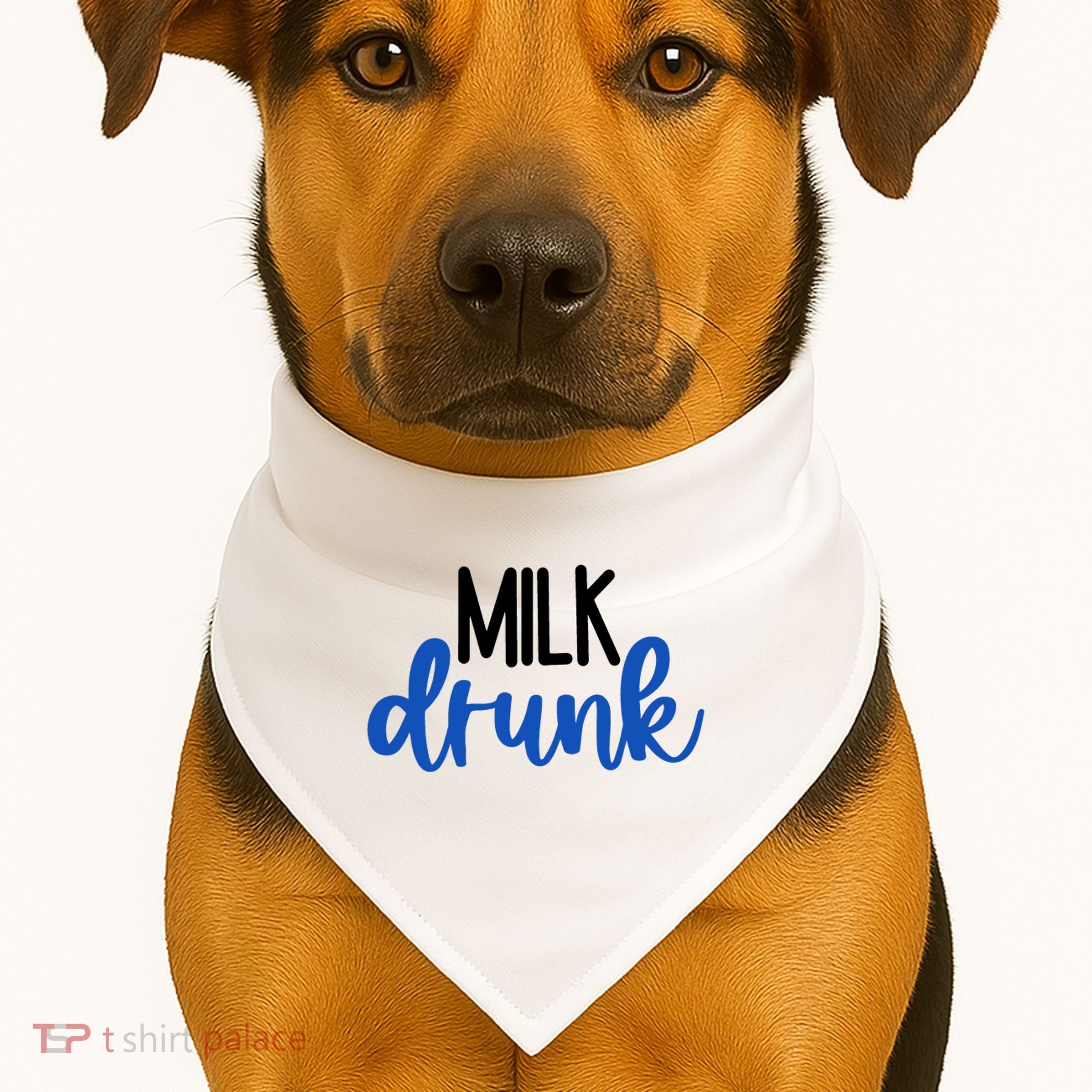 Milk Drunk Blue Logo Funny Cute USA-Made Doggie Bandana