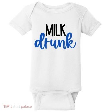 Milk Drunk Blue Logo Funny Cute Baby Bodysuit