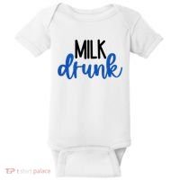 Milk Drunk Blue Logo Funny Cute Baby Bodysuit thumb 0