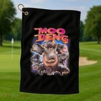 Moo Deng Baby Hippo Golf Towel thumb 1