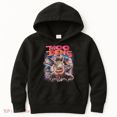Moo Deng Baby Hippo Kids Hoodie