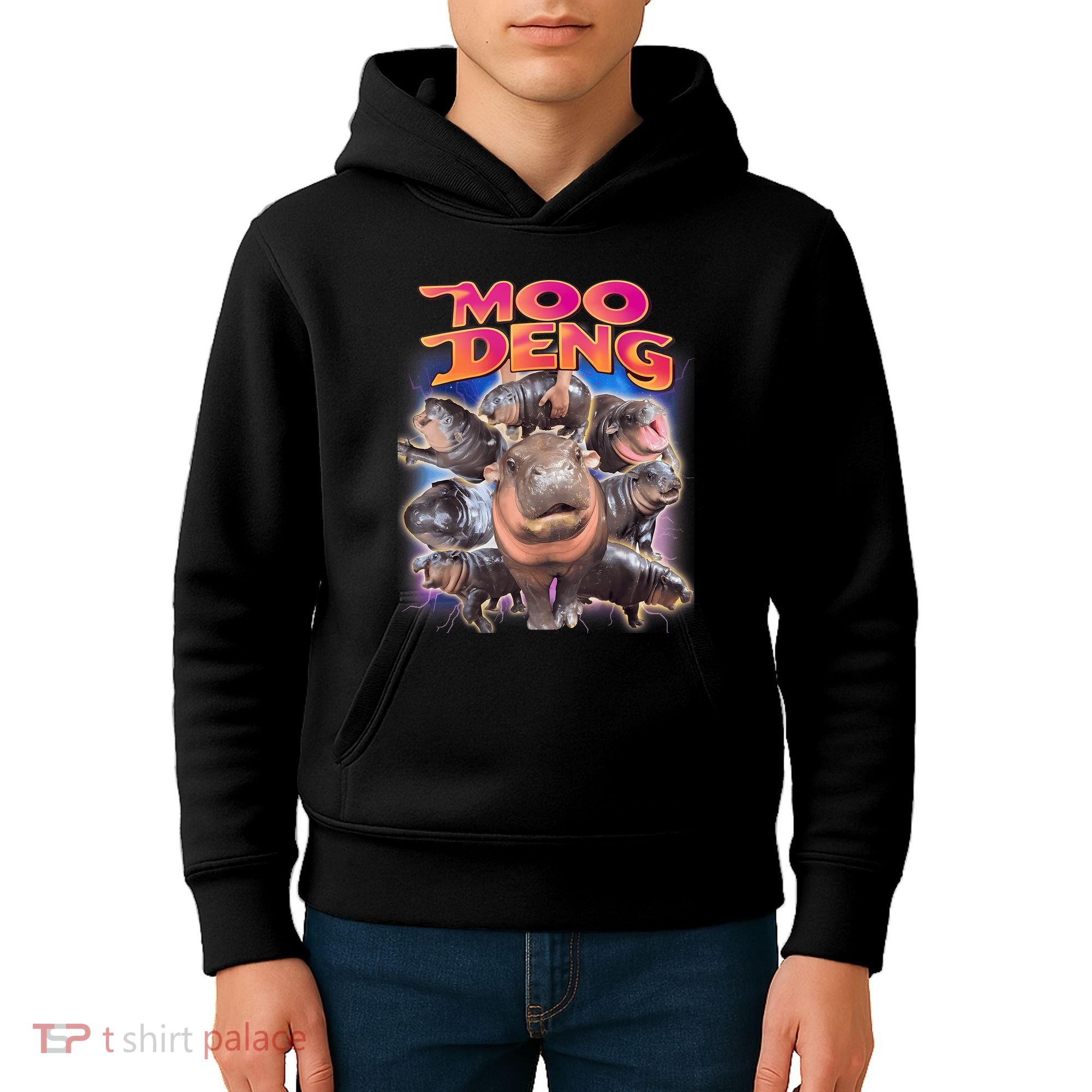 Moo Deng Baby Hippo Kids Hoodie