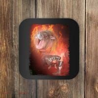 Moo Deng Bouncy Pig In Thai Fire Picture The Cute Baby Hippo Coaster thumb 0
