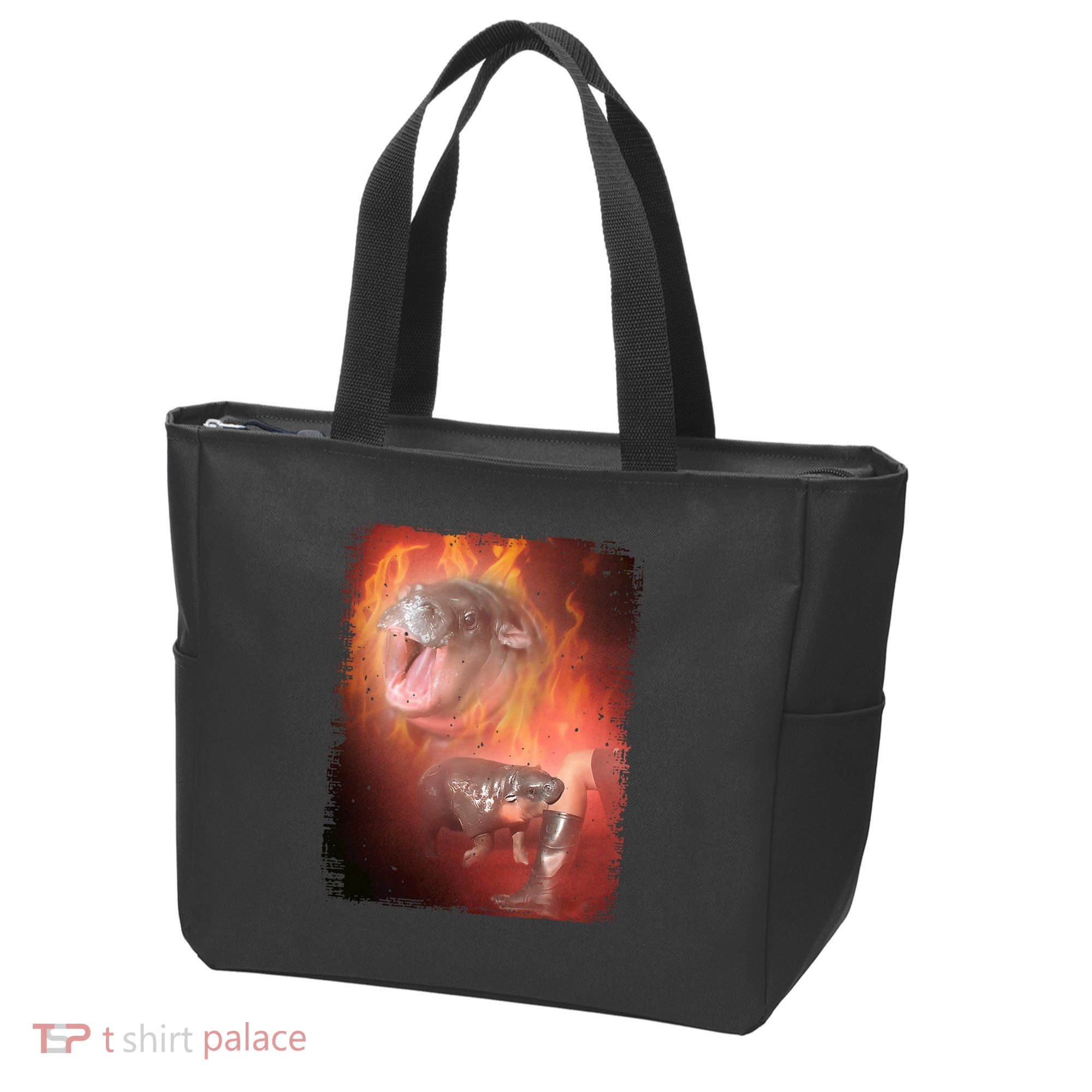 Moo Deng Bouncy Pig In Thai Fire Picture The Cute Baby Hippo Tote Bag