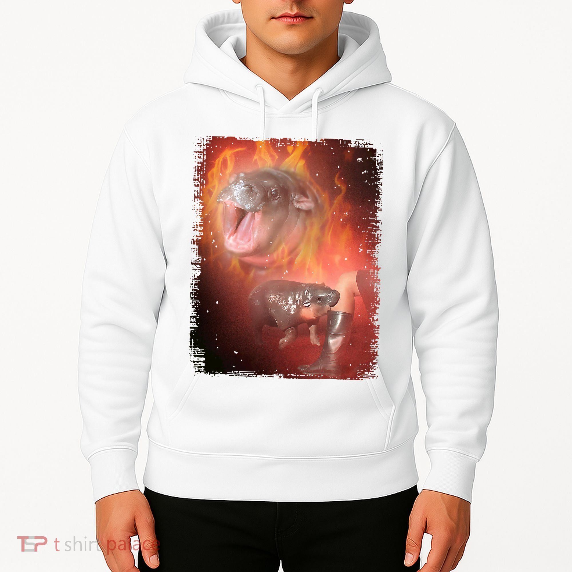 Moo Deng Bouncy Pig In Thai Fire Picture The Cute Baby Hippo Hoodie