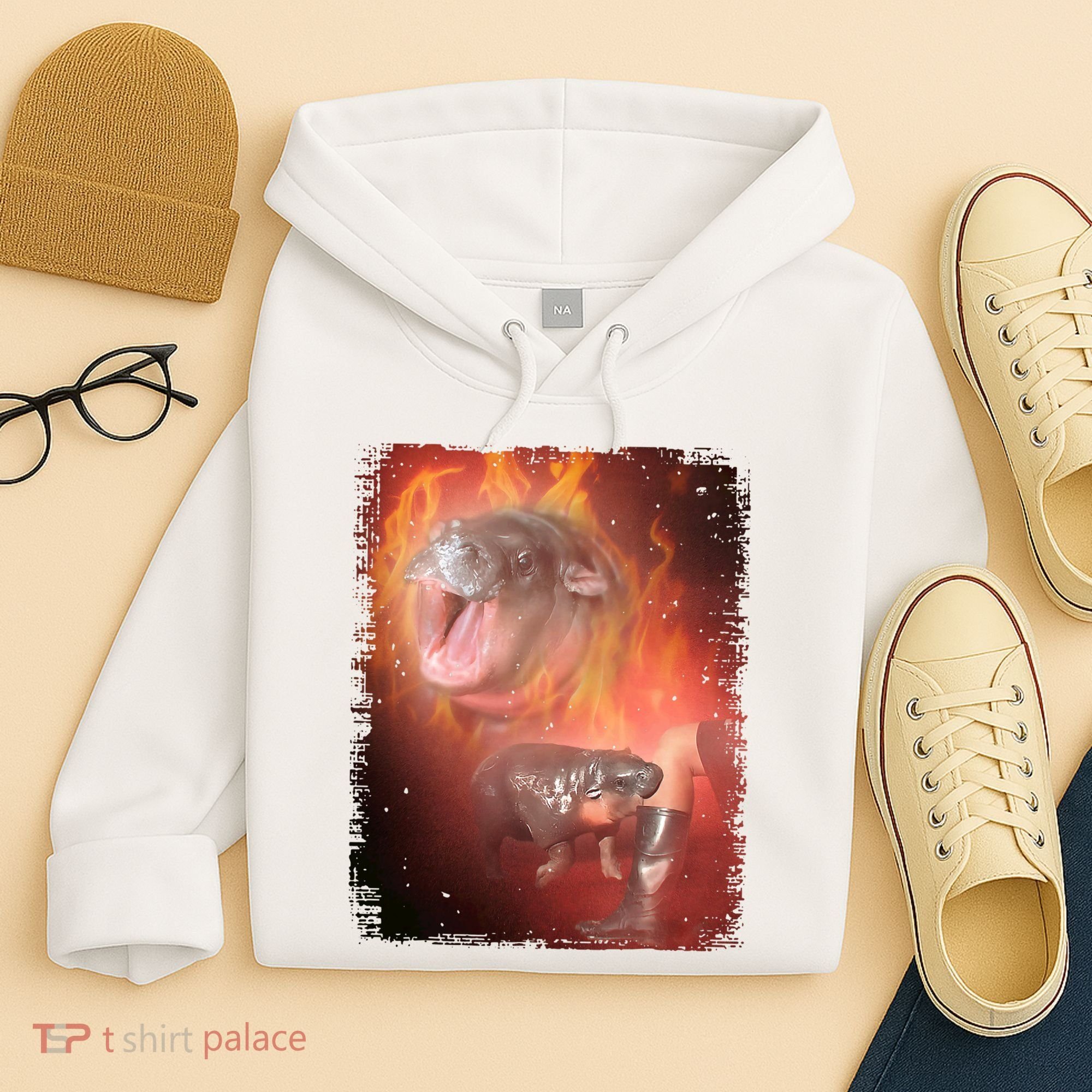 Moo Deng Bouncy Pig In Thai Fire Picture The Cute Baby Hippo Hoodie