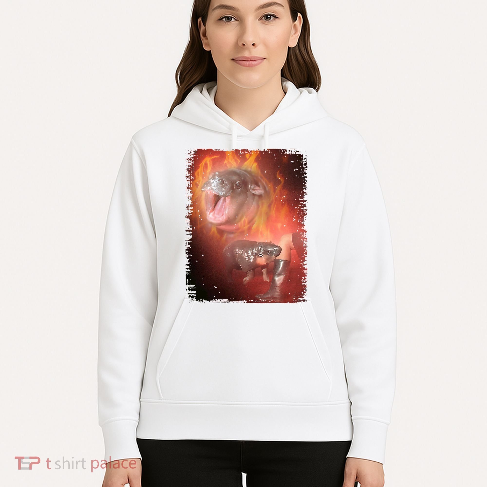 Moo Deng Bouncy Pig In Thai Fire Picture The Cute Baby Hippo Hoodie