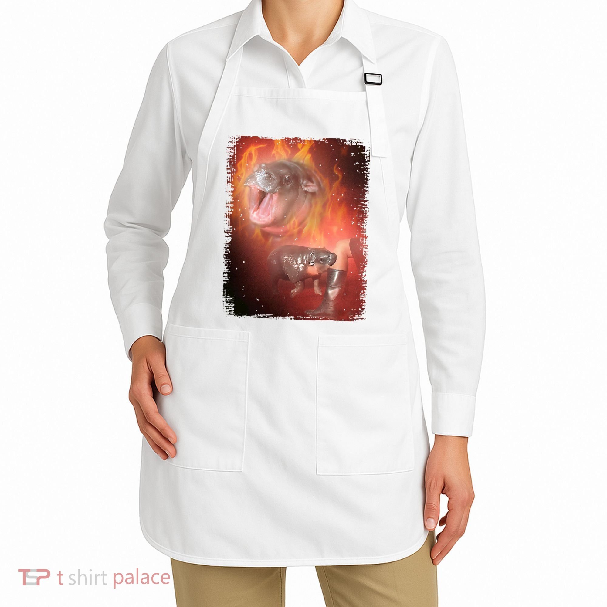 Moo Deng Bouncy Pig In Thai Fire Picture The Cute Baby Hippo Apron