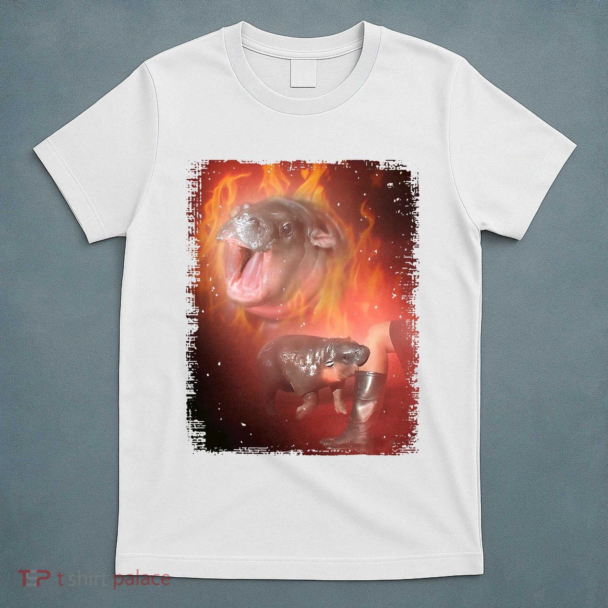 Moo Deng Bouncy Pig In Thai Fire Picture The Cute Baby Hippo T-Shirt