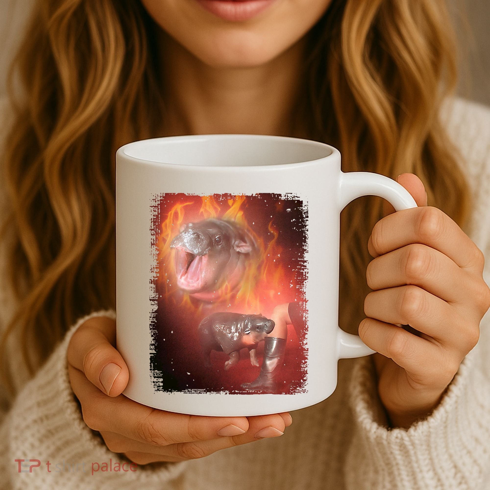 Moo Deng Bouncy Pig In Thai Fire Picture The Cute Baby Hippo Coffee Mug