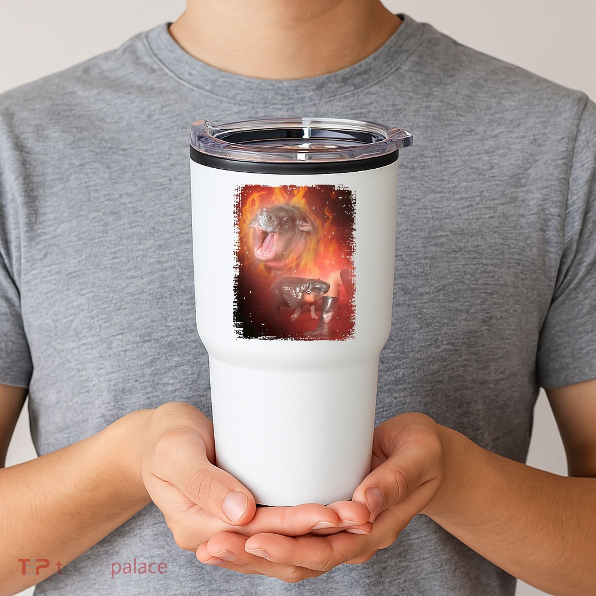 Moo Deng Bouncy Pig In Thai Fire Picture The Cute Baby Hippo Tumbler