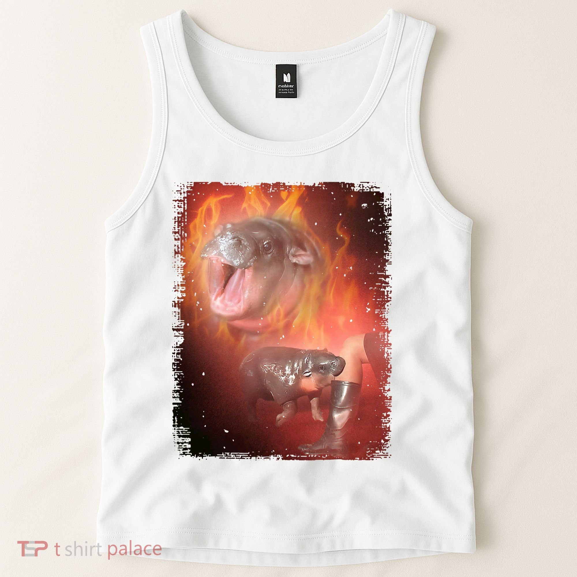 Moo Deng Bouncy Pig In Thai Fire Picture The Cute Baby Hippo Tank Top