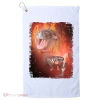 Moo Deng Bouncy Pig In Thai Fire Picture The Cute Baby Hippo Golf Towel thumb 0