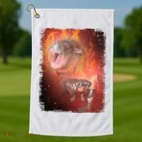 Moo Deng Bouncy Pig In Thai Fire Picture The Cute Baby Hippo Golf Towel thumb 1