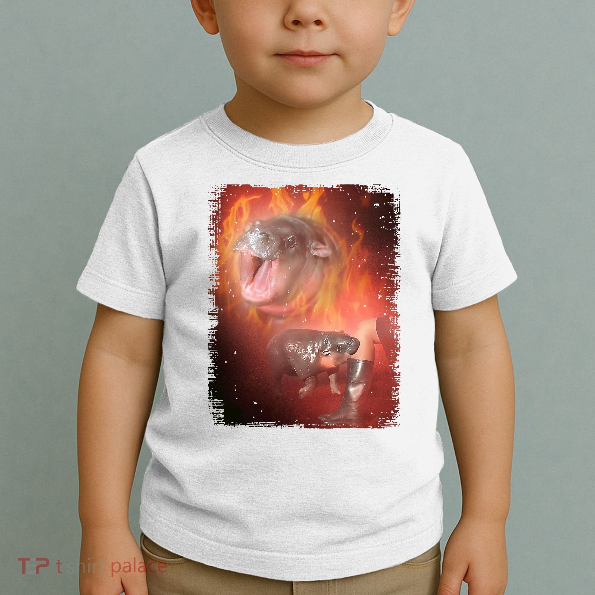 Moo Deng Bouncy Pig In Thai Fire Picture The Cute Baby Hippo Toddler T-Shirt