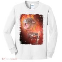 Moo Deng Bouncy Pig In Thai Fire Picture The Cute Baby Hippo Kids Long Sleeve Shirt thumb 0