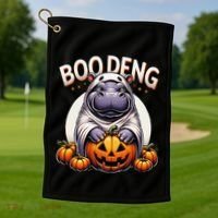 Moo Deng Baby Hippo Moo Deng Costume For Boo Deng Halloween Golf Towel thumb 1