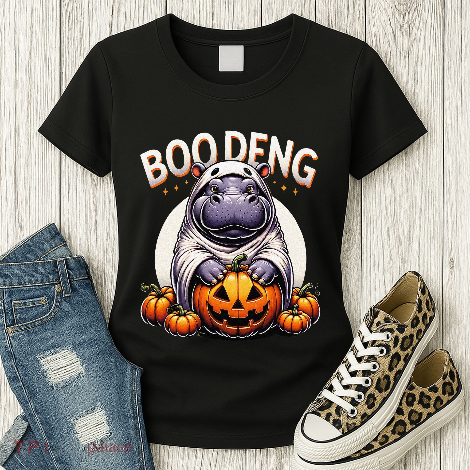 Moo Deng Baby Hippo Moo Deng Costume For Boo Deng Halloween Women's T-Shirt