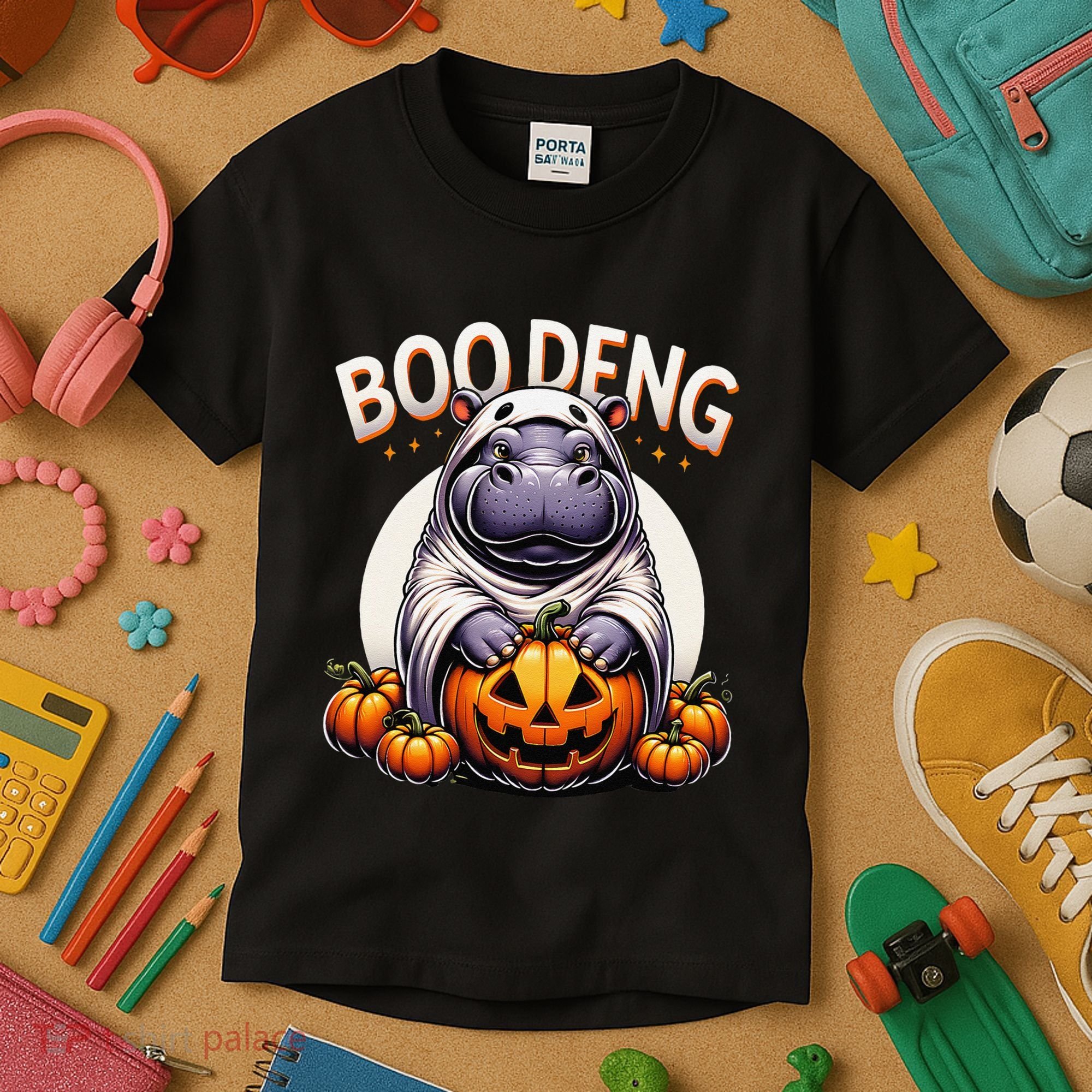 Moo Deng Baby Hippo Moo Deng Costume For Boo Deng Halloween Kids T-Shirt
