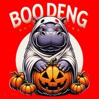 Moo Deng Baby Hippo Moo Deng Costume For Boo Deng Halloween Santa Hat thumb 1