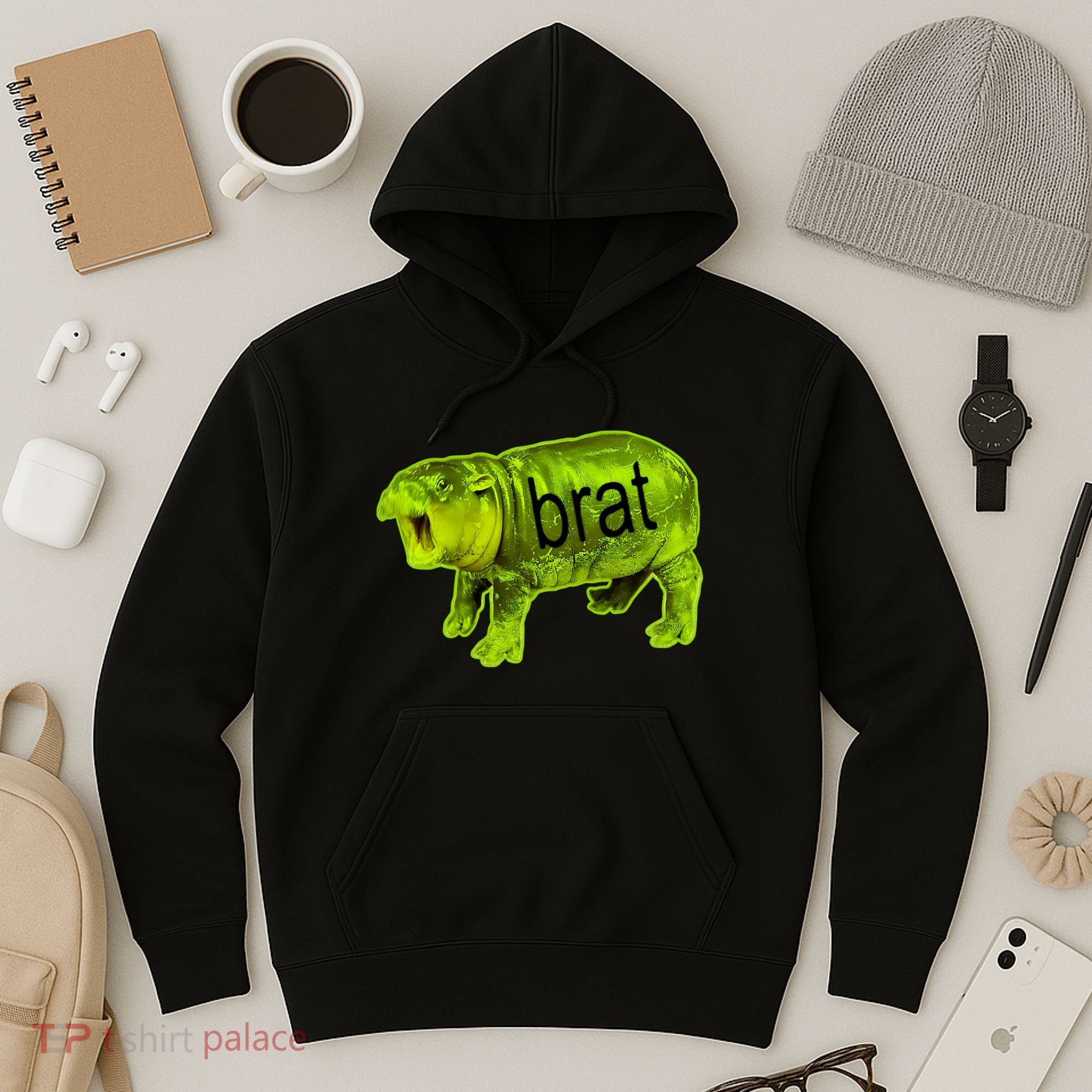 Moo Deng Brat Cute Baby Hippo Hoodie