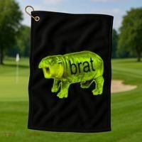 Moo Deng Brat Cute Baby Hippo Golf Towel thumb 1