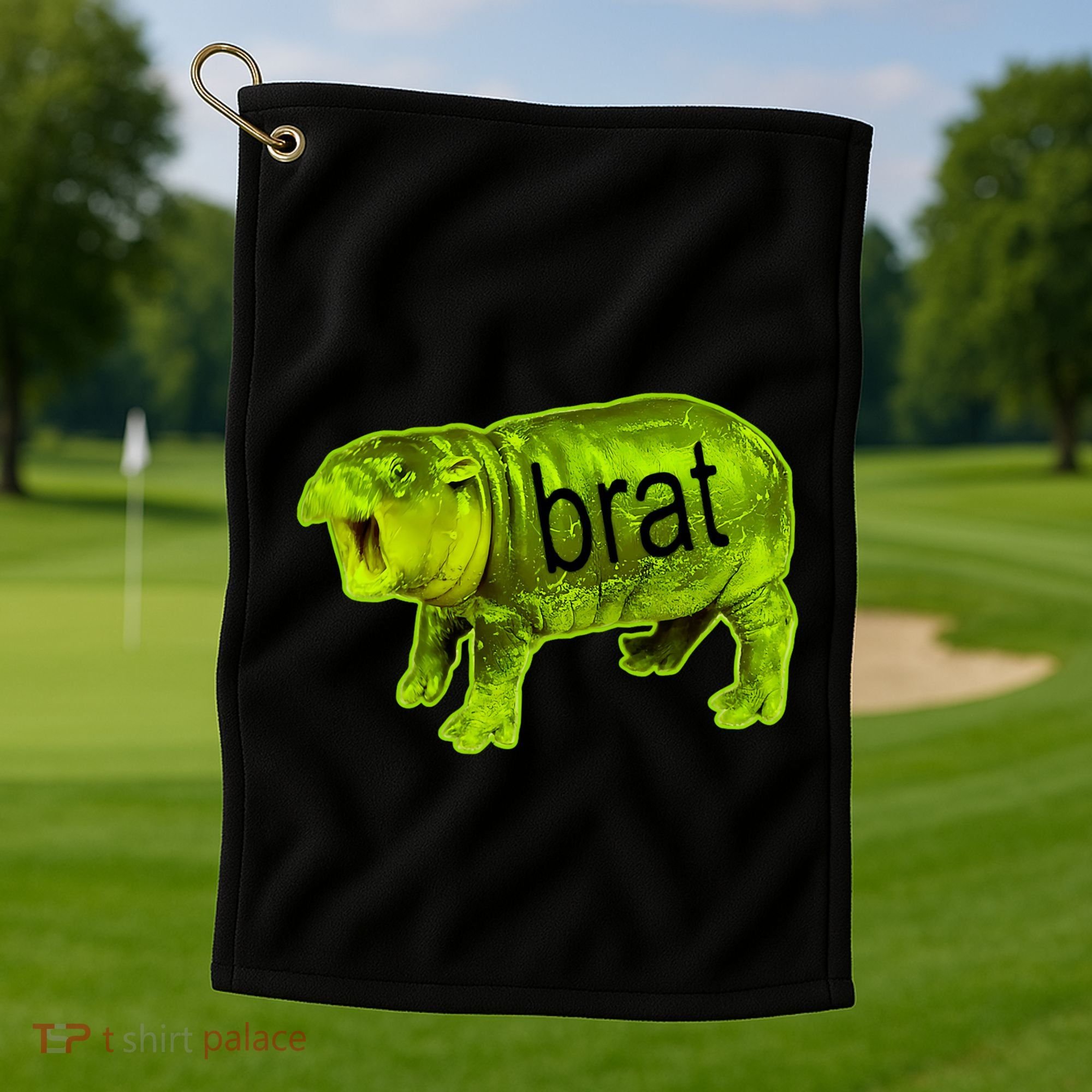 Moo Deng Brat Cute Baby Hippo Golf Towel