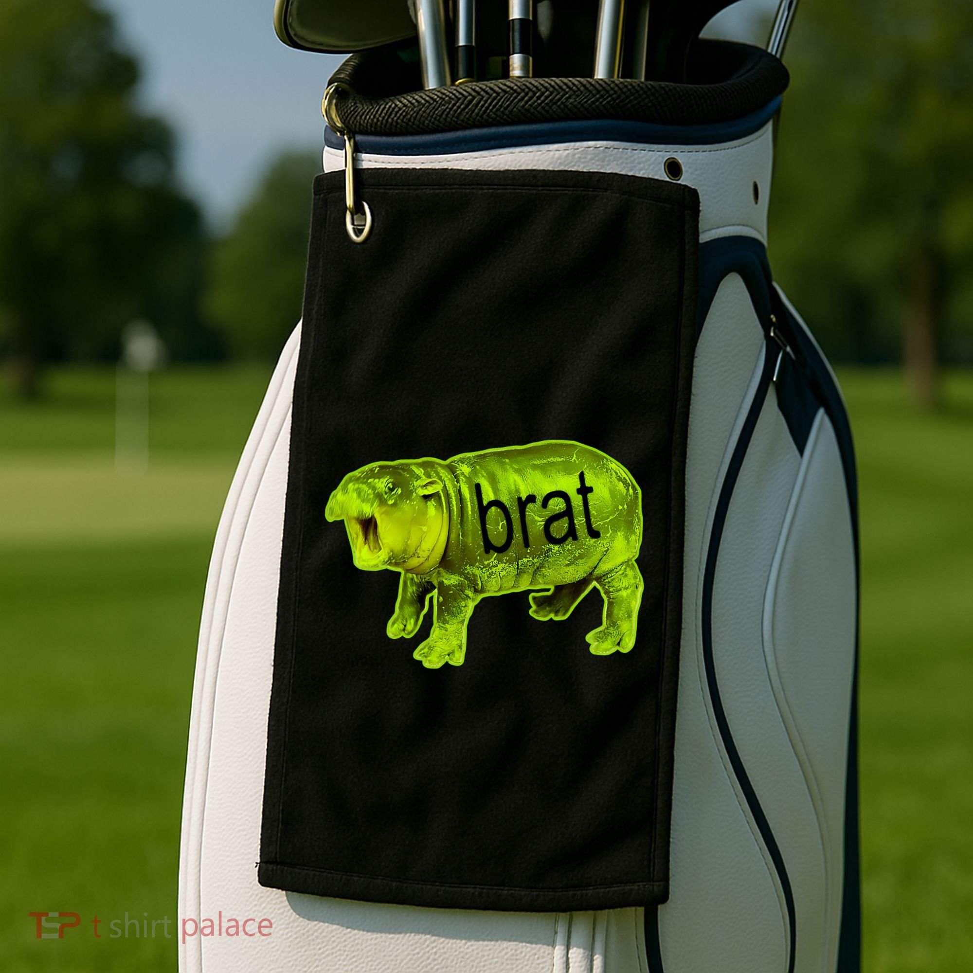Moo Deng Brat Cute Baby Hippo Golf Towel