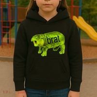 Moo Deng Brat Cute Baby Hippo Kids Hoodie thumb 3