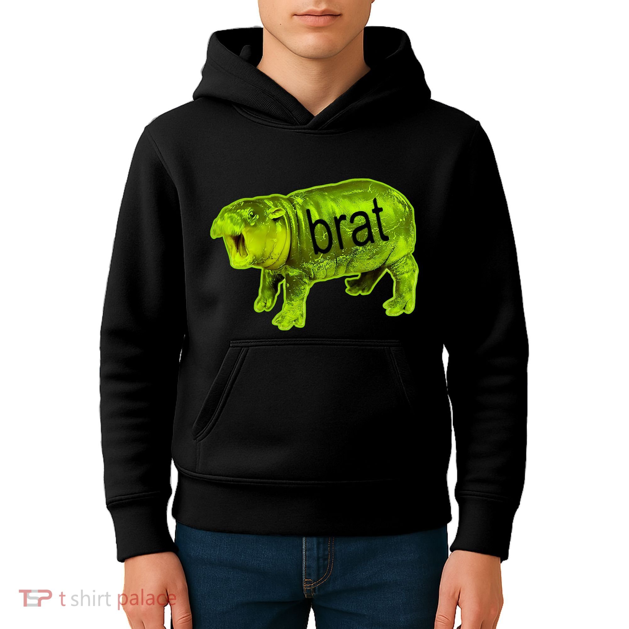 Moo Deng Brat Cute Baby Hippo Kids Hoodie