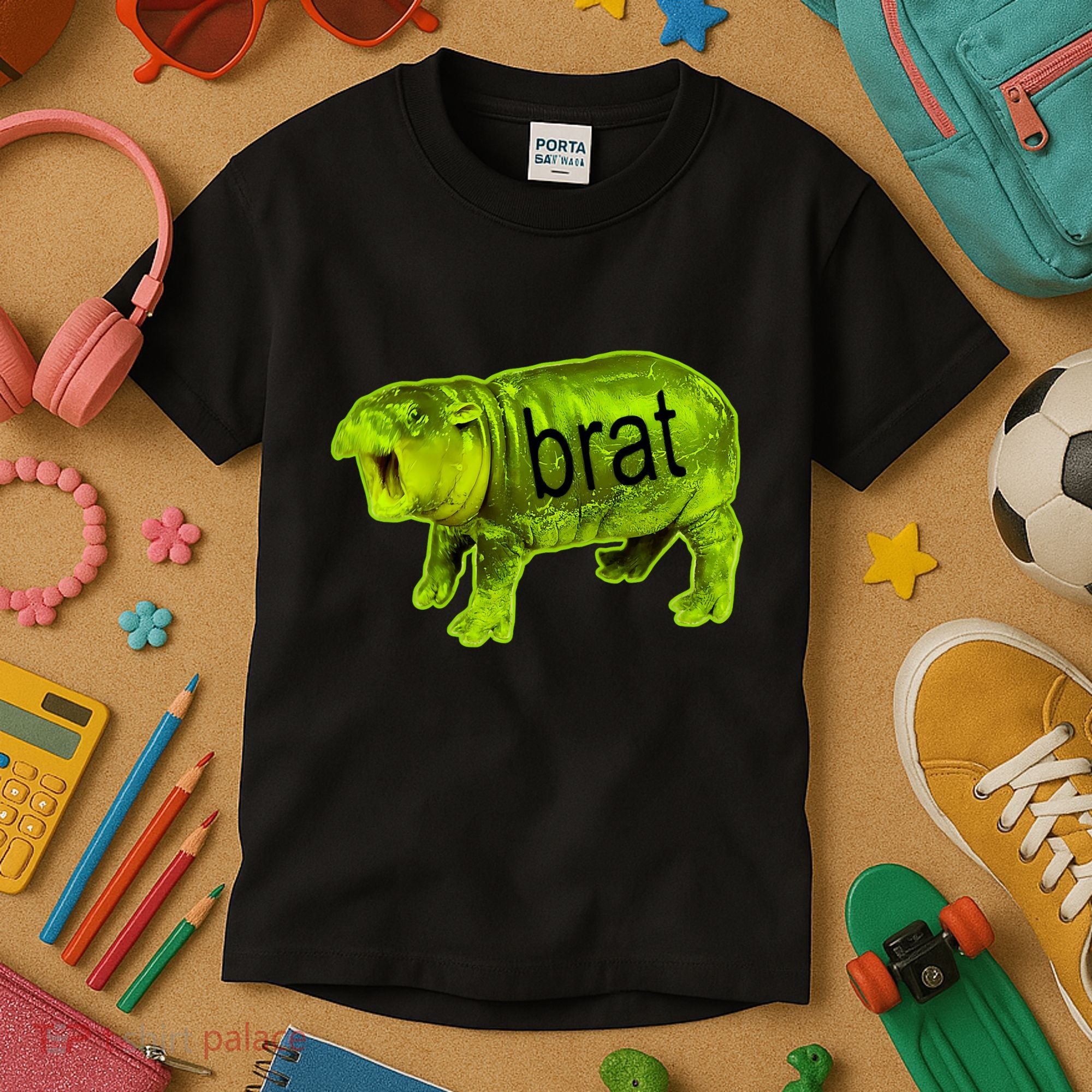 Moo Deng Brat Cute Baby Hippo Kids T-Shirt