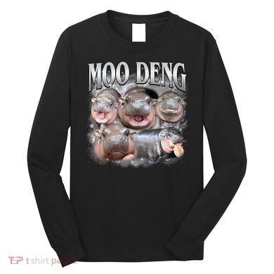 Moo Deng Cute Funny Hippo Long Sleeve Shirt