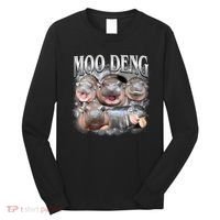 Moo Deng Cute Funny Hippo Long Sleeve Shirt thumb 0