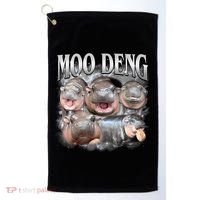 Moo Deng Cute Funny Hippo Golf Towel thumb 0