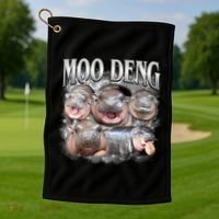 Moo Deng Cute Funny Hippo Golf Towel thumb 1