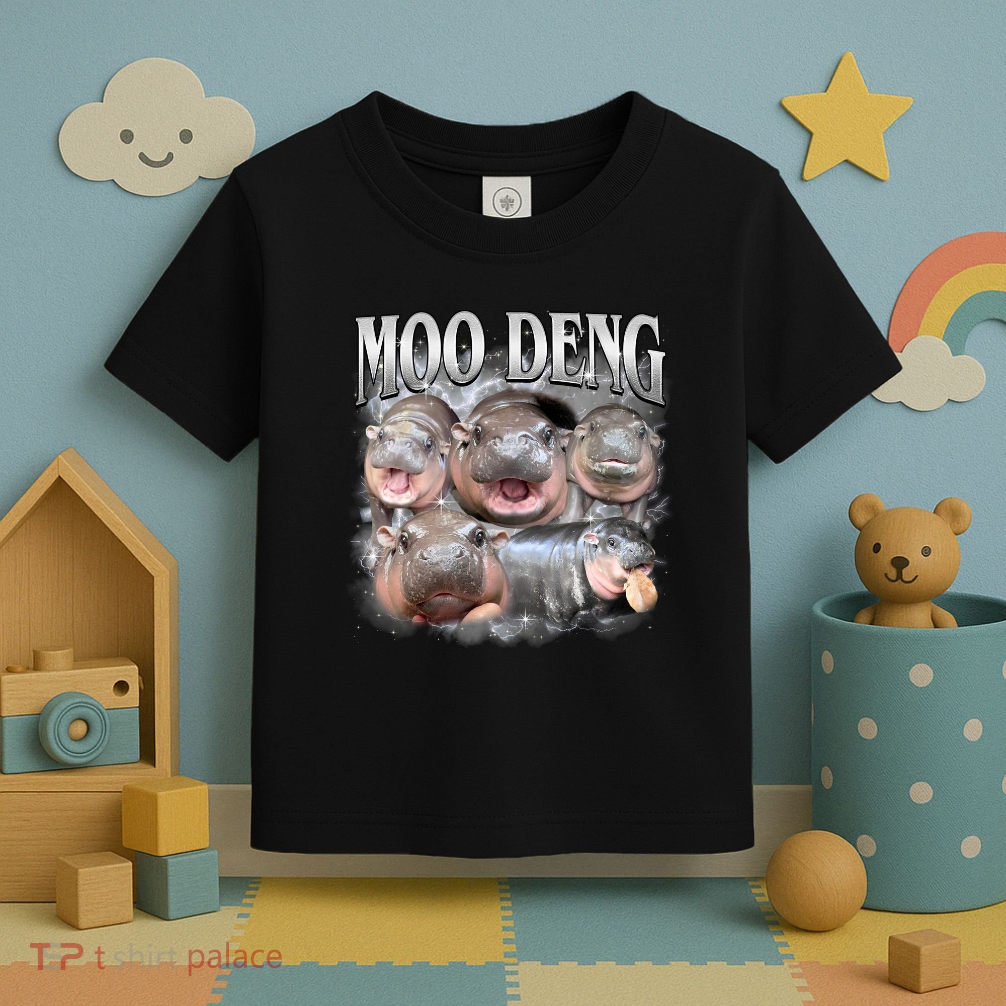 Moo Deng Cute Funny Hippo Toddler T-Shirt