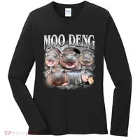 Moo Deng Cute Funny Hippo Women's Long Sleeve Shirt thumb 0