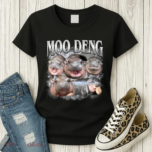 Moo Deng Cute Funny Hippo Women's T-Shirt