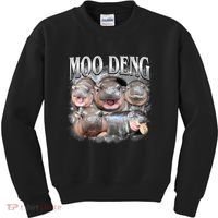 Moo Deng Cute Funny Hippo Kids Sweatshirt thumb 0