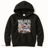 Moo Deng Cute Funny Hippo Kids Hoodie thumb 0